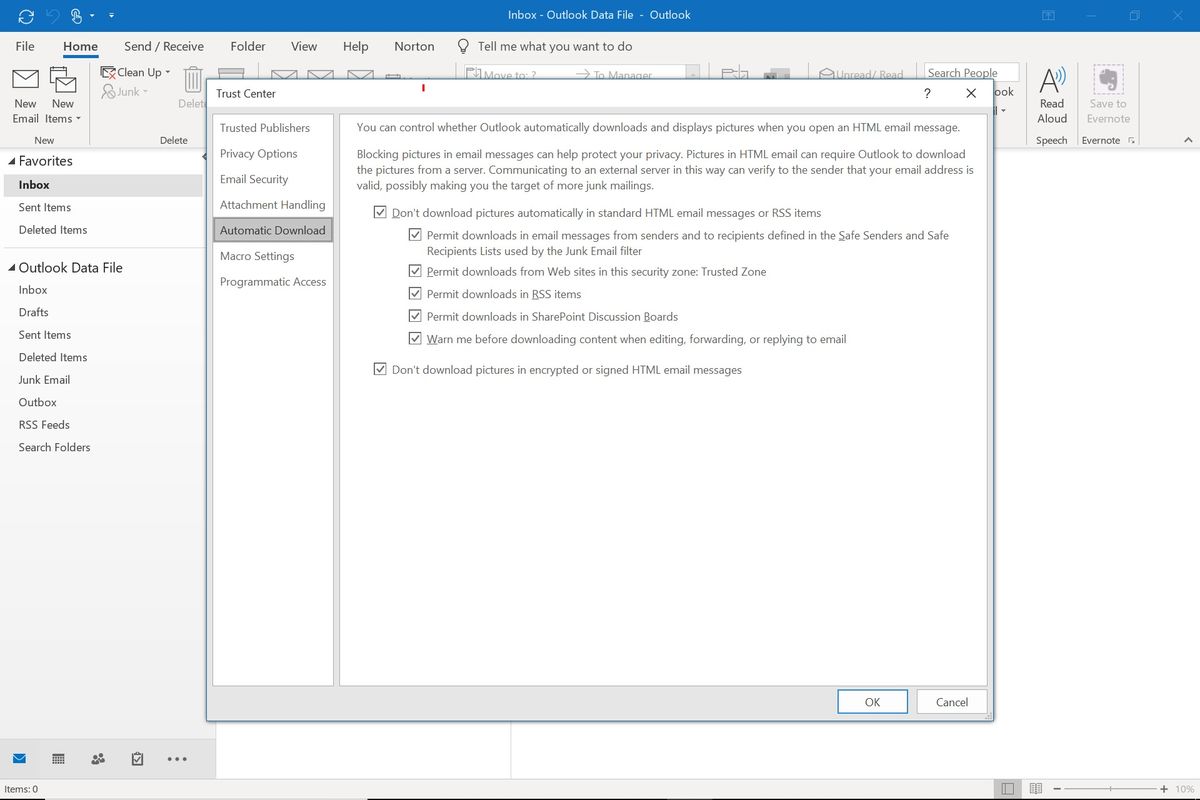 غیرفعال کردن خودکار کردن تصویر در Microsoft Outlook